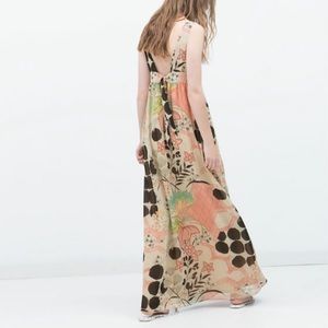 Zara Mixed Media Plunge Maxi Dress Size Large